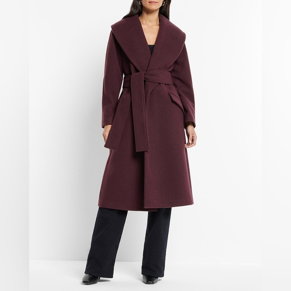 NWT Express Purple Shawl Lapel Wrap Coat Size S - Picture 1 of 14
